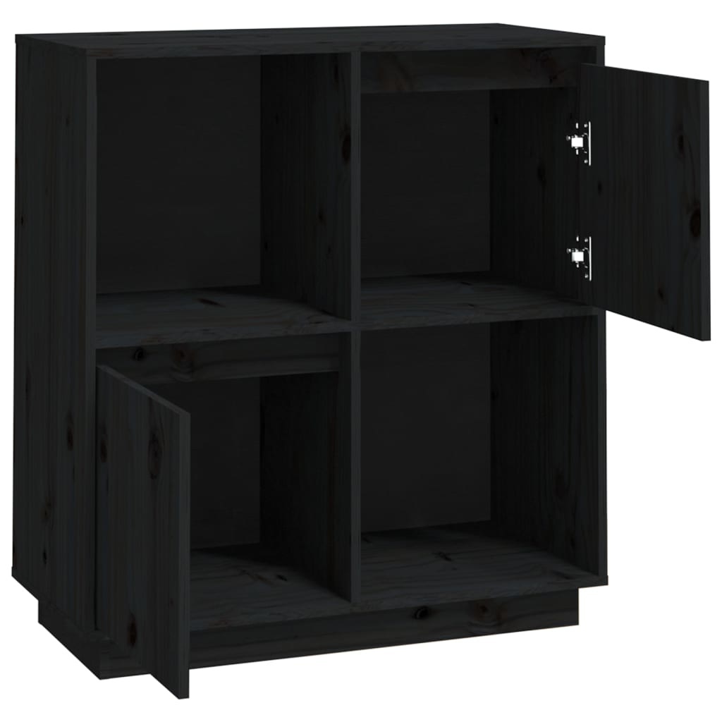 VidaXL Dressoir 74x35x80 cm massief grenenhout zwart