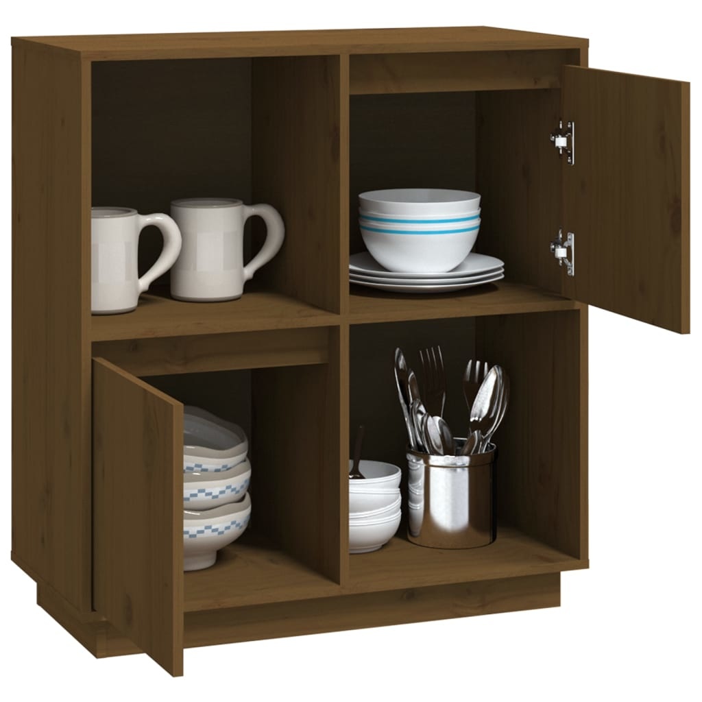 VidaXL Dressoir 74x35x80 cm massief grenenhout honingbruin