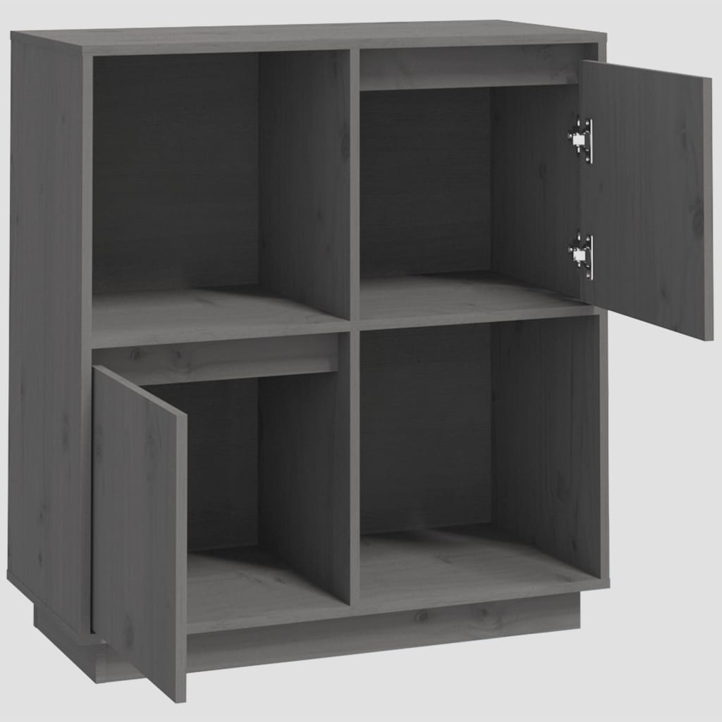 VidaXL Dressoir 74x35x80 cm massief grenenhout grijs