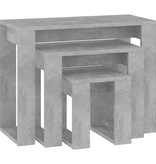 vidaXL 3-delige Tafeltjesset spaanplaat betongrijs