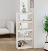 VidaXL Boekenkast/kamerscherm 60x30x135,5 cm massief grenenhout wit