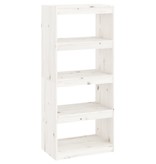 VidaXL Boekenkast/kamerscherm 60x30x135,5 cm massief grenenhout wit