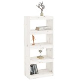 VidaXL Boekenkast/kamerscherm 60x30x135,5 cm massief grenenhout wit