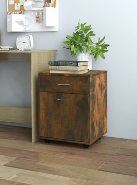 VidaXL Kast verrijdbaar 45x38x54 cm bewerkt hout gerookt eikenkleurig