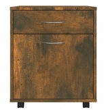 VidaXL Kast verrijdbaar 45x38x54 cm bewerkt hout gerookt eikenkleurig