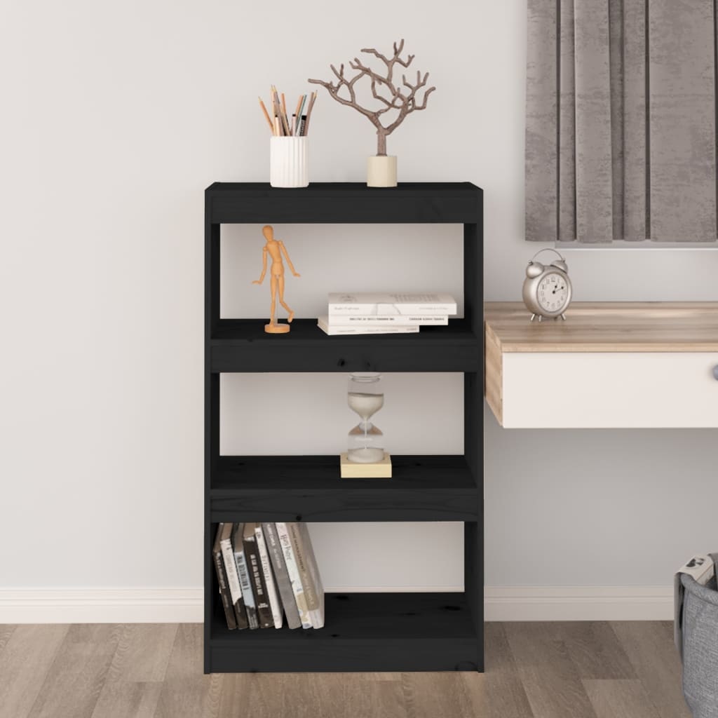 VidaXL Boekenkast/kamerscherm 60x30x103,5 cm massief grenenhout zwart