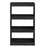 VidaXL Boekenkast/kamerscherm 60x30x103,5 cm massief grenenhout zwart