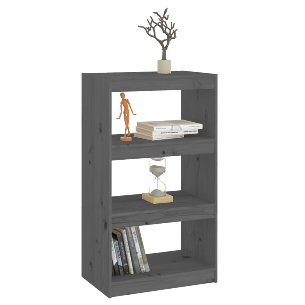 vidaXL Boekenkast/kamerscherm 60x30x103,5 cm massief grenenhout grijs