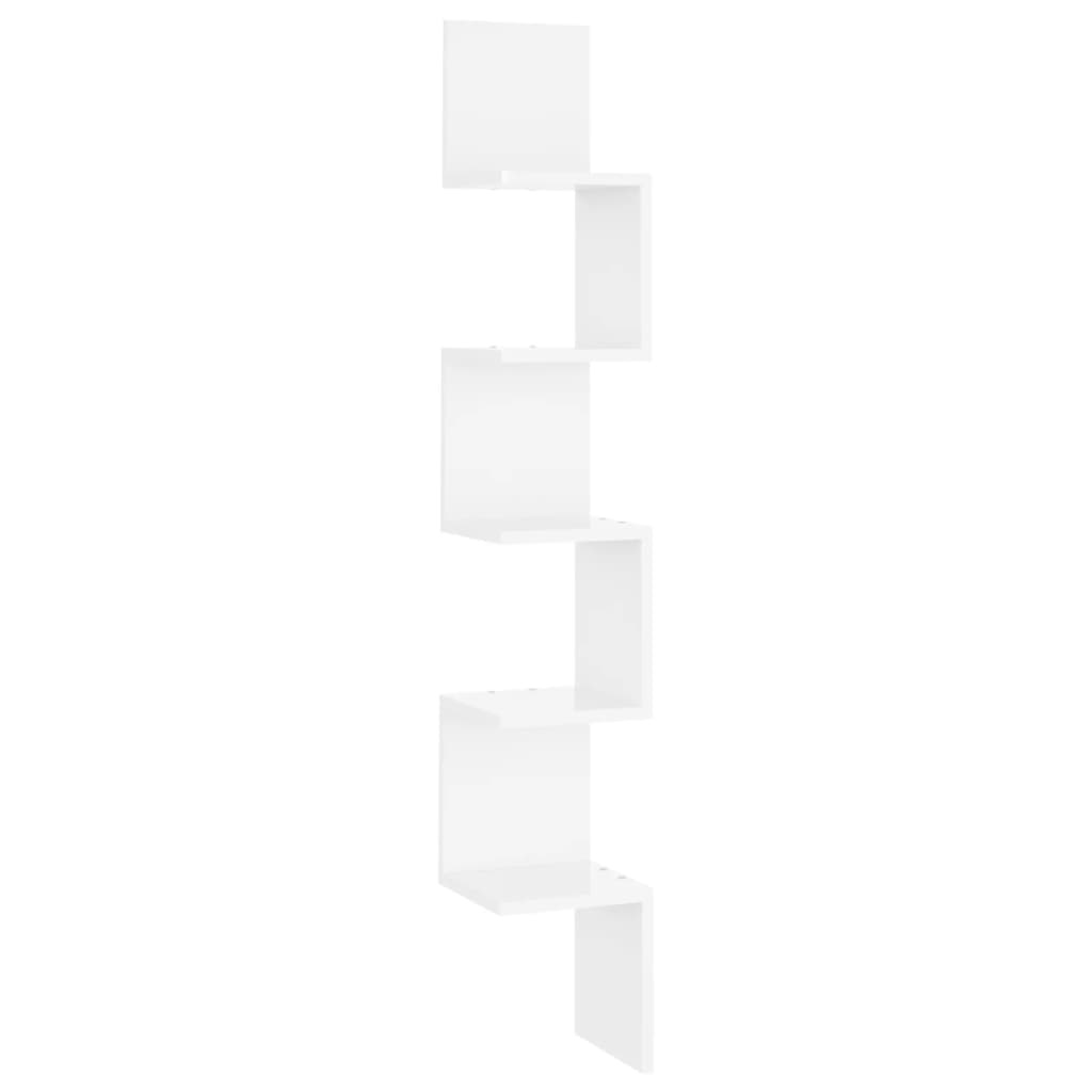 VidaXL Hoekwandschap 20x20x127,5 cm spaanplaat hoogglans wit
