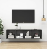 VidaXL Tv-wandmeubel 37x37x142,5 cm spaanplaat hoogglans grijs