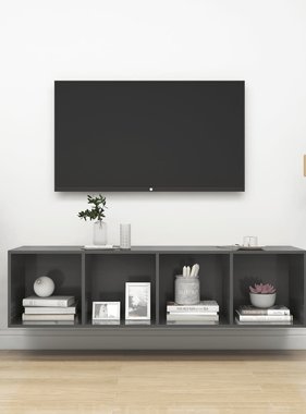 VidaXL Tv-wandmeubel 37x37x142,5 cm spaanplaat hoogglans grijs