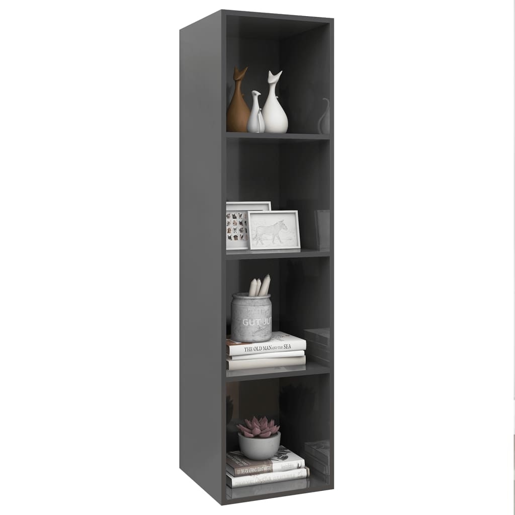 VidaXL Tv-wandmeubel 37x37x142,5 cm spaanplaat hoogglans grijs