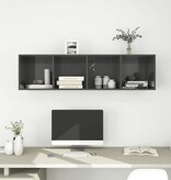 VidaXL Tv-wandmeubel 37x37x142,5 cm spaanplaat hoogglans grijs