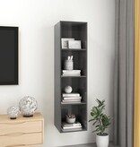 VidaXL Tv-wandmeubel 37x37x142,5 cm spaanplaat hoogglans grijs