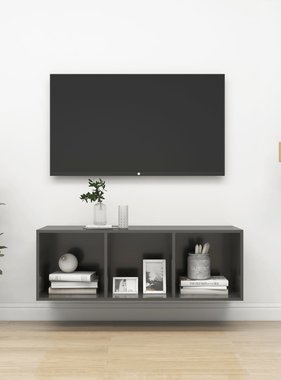 VidaXL Tv-wandmeubel 37x37x107 cm spaanplaat hoogglans grijs