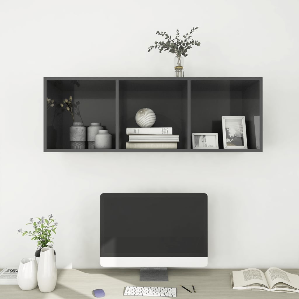 VidaXL Tv-wandmeubel 37x37x107 cm spaanplaat hoogglans grijs
