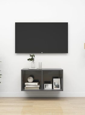VidaXL Tv-wandmeubel 37x37x72 cm spaanplaat hoogglans grijs