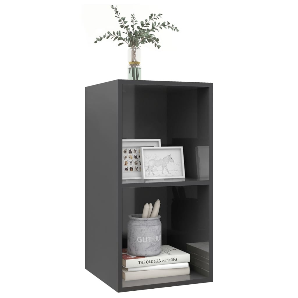 VidaXL Tv-wandmeubel 37x37x72 cm spaanplaat hoogglans grijs