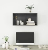 VidaXL Tv-wandmeubel 37x37x72 cm spaanplaat hoogglans grijs