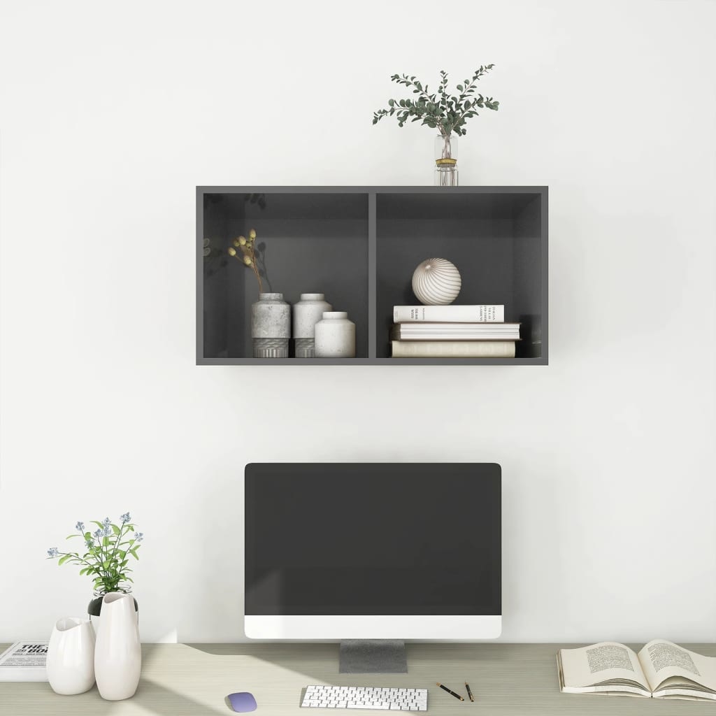 VidaXL Tv-wandmeubel 37x37x72 cm spaanplaat hoogglans grijs