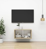 vidaXL Tv-wandmeubel 37x37x72 cm spaanplaat sonoma eikenkleurig en wit