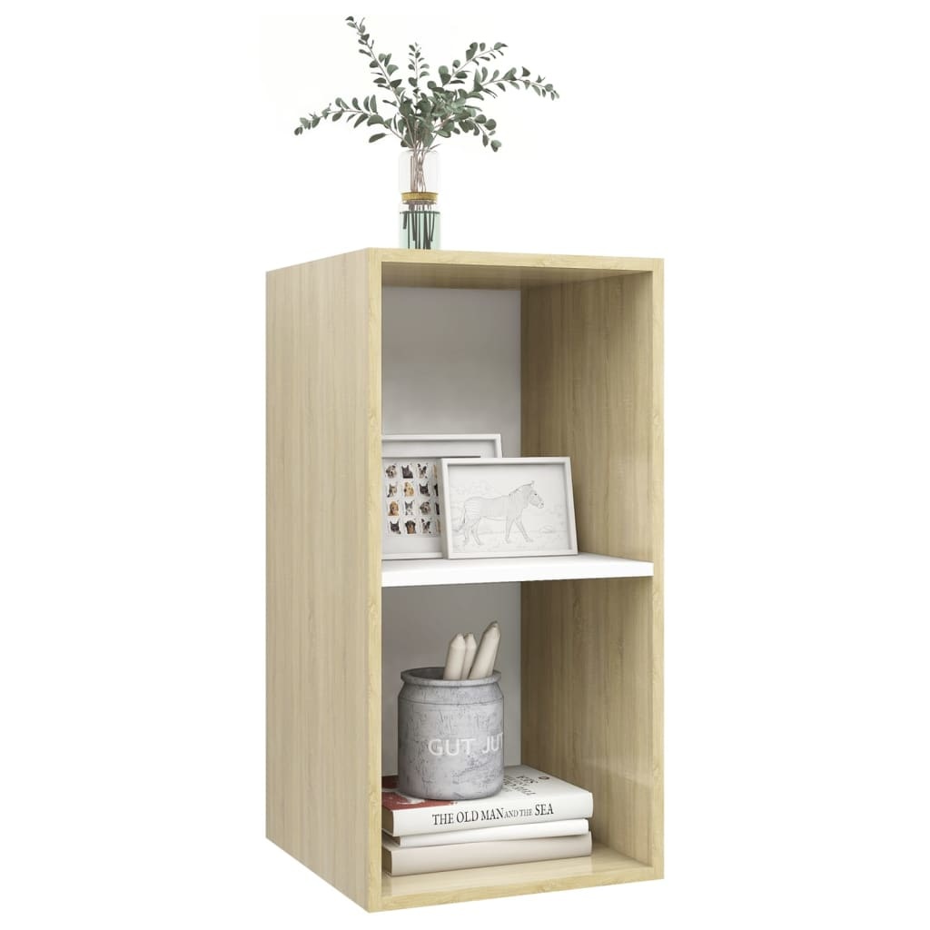 VidaXL Tv-wandmeubel 37x37x72 cm spaanplaat sonoma eikenkleurig en wit