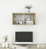 VidaXL Tv-wandmeubel 37x37x72 cm spaanplaat sonoma eikenkleurig en wit