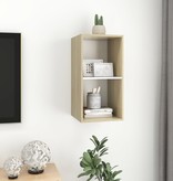 VidaXL Tv-wandmeubel 37x37x72 cm spaanplaat sonoma eikenkleurig en wit