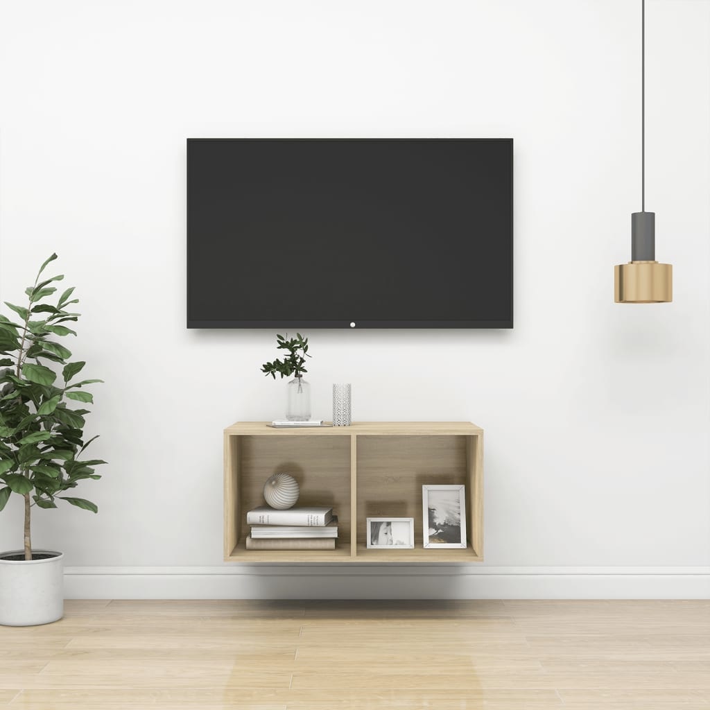 vidaXL Tv-wandmeubel 37x37x72 cm spaanplaat sonoma eikenkleurig