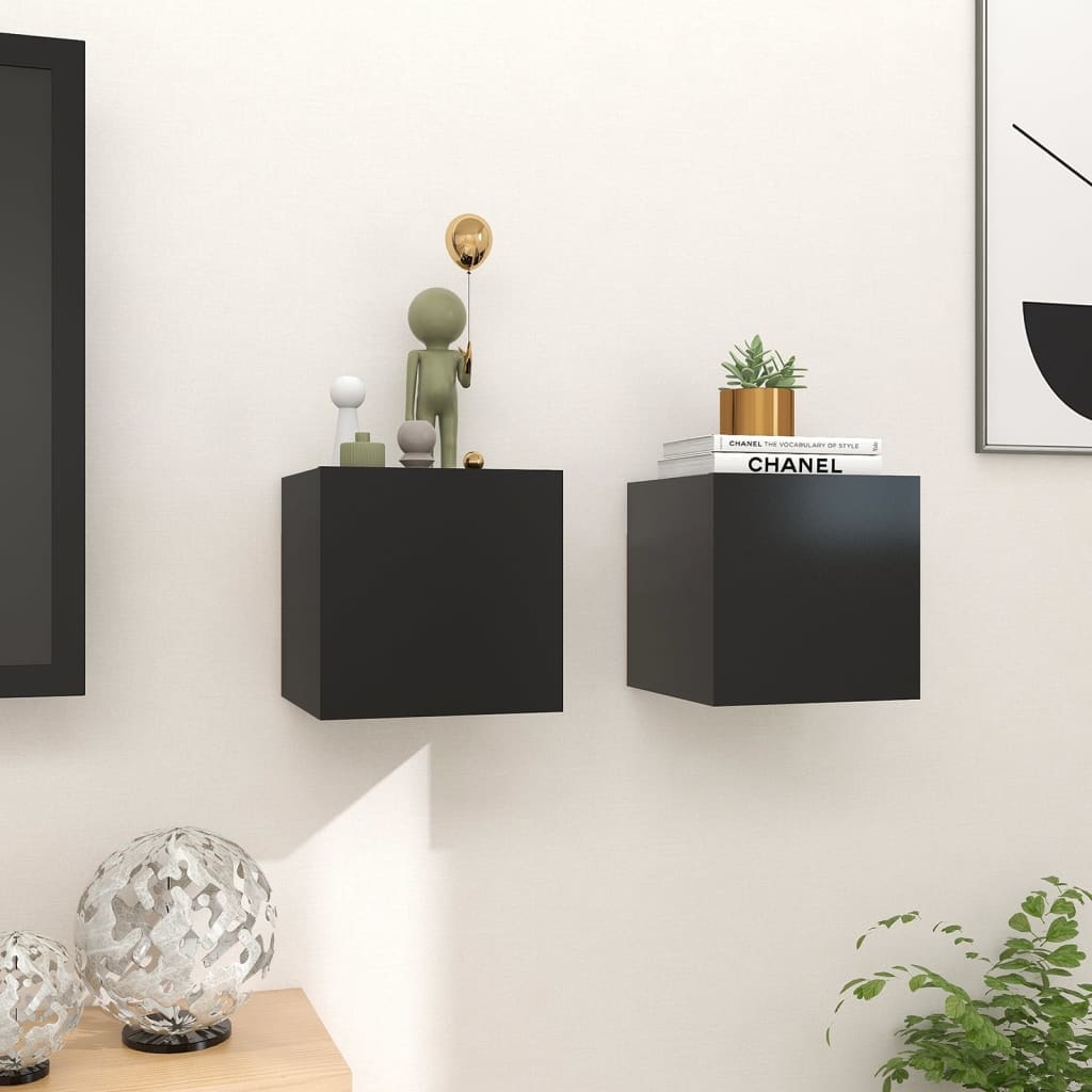 VidaXL Tv-wandmeubelen 2 st 30,5x30x30 cm zwart