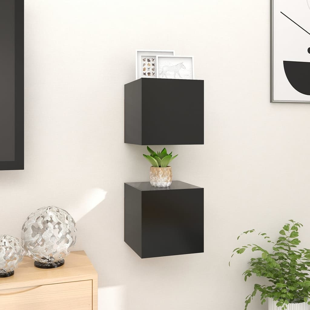 VidaXL Tv-wandmeubelen 2 st 30,5x30x30 cm zwart
