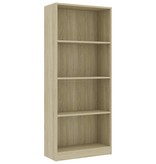 vidaXL Boekenkast met 4 schappen 60x24x142 cm spaanplaat sonoma eiken