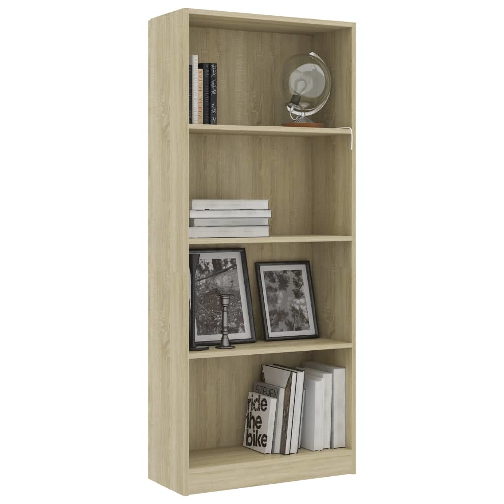 vidaXL Boekenkast met 4 schappen 60x24x142 cm spaanplaat sonoma eiken