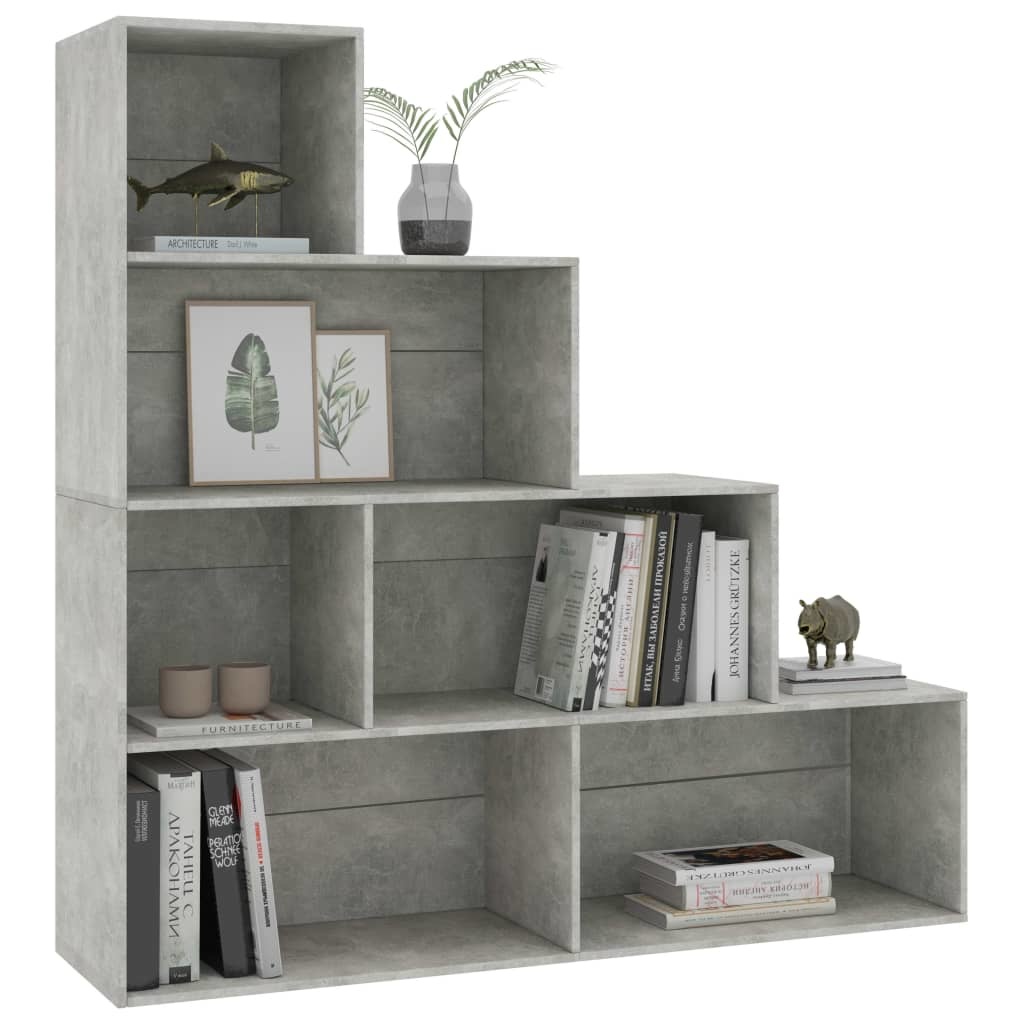 vidaXL Boekenkast/kamerscherm 155x24x160 cm spaanplaat betongrijs