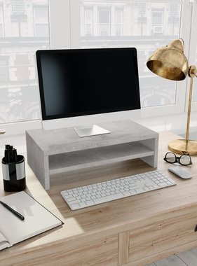 VidaXL Monitorstandaard 42x24x13 cm spaanplaat betongrijs