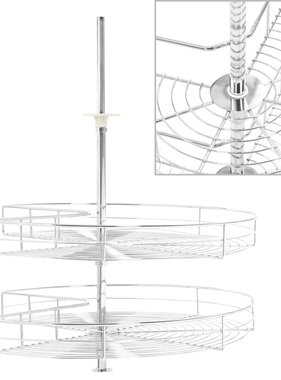 vidaXL Draadmand keuken 2-laags 270 graden 71x71x80 cm zilverkleurig