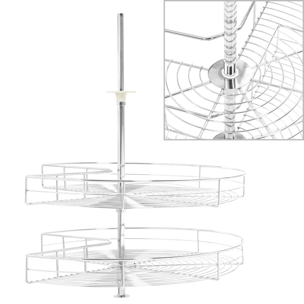 vidaXL Draadmand keuken 2-laags 270 graden 71x71x80 cm zilverkleurig