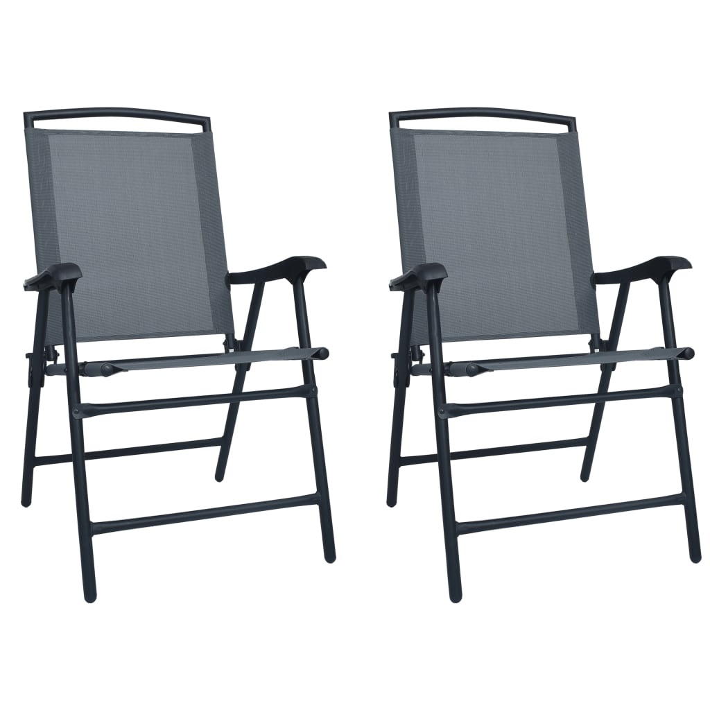 VidaXL Tuinstoelen inklapbaar 2 st textileen grijs