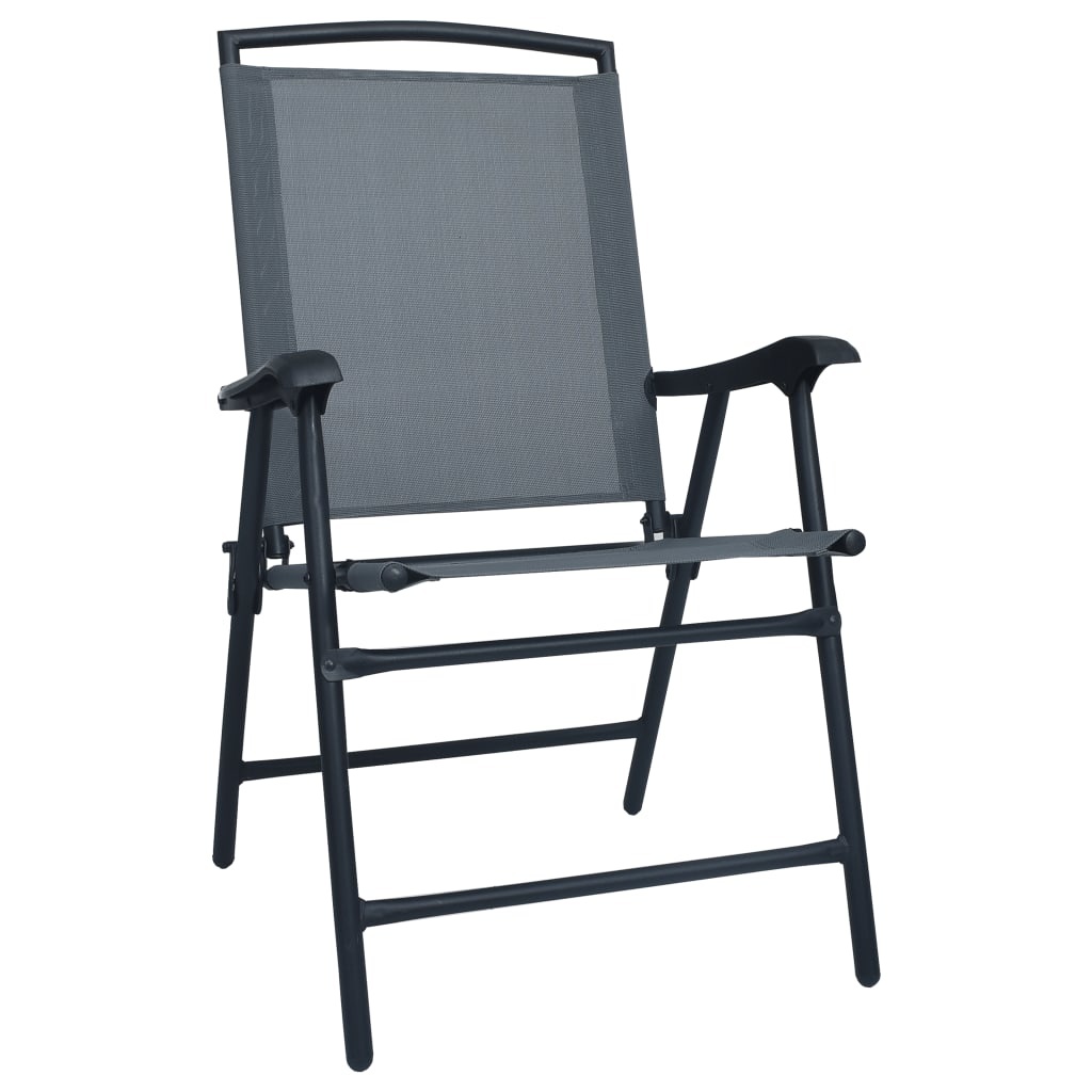 VidaXL Tuinstoelen inklapbaar 2 st textileen grijs