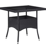 vidaXL Tuintafel poly rattan en glas zwart