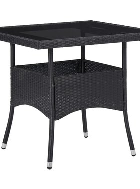 vidaXL Tuintafel poly rattan en glas zwart