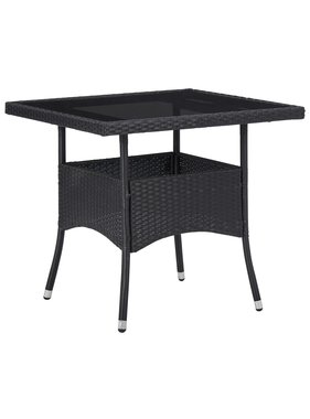 vidaXL Tuintafel poly rattan en glas zwart