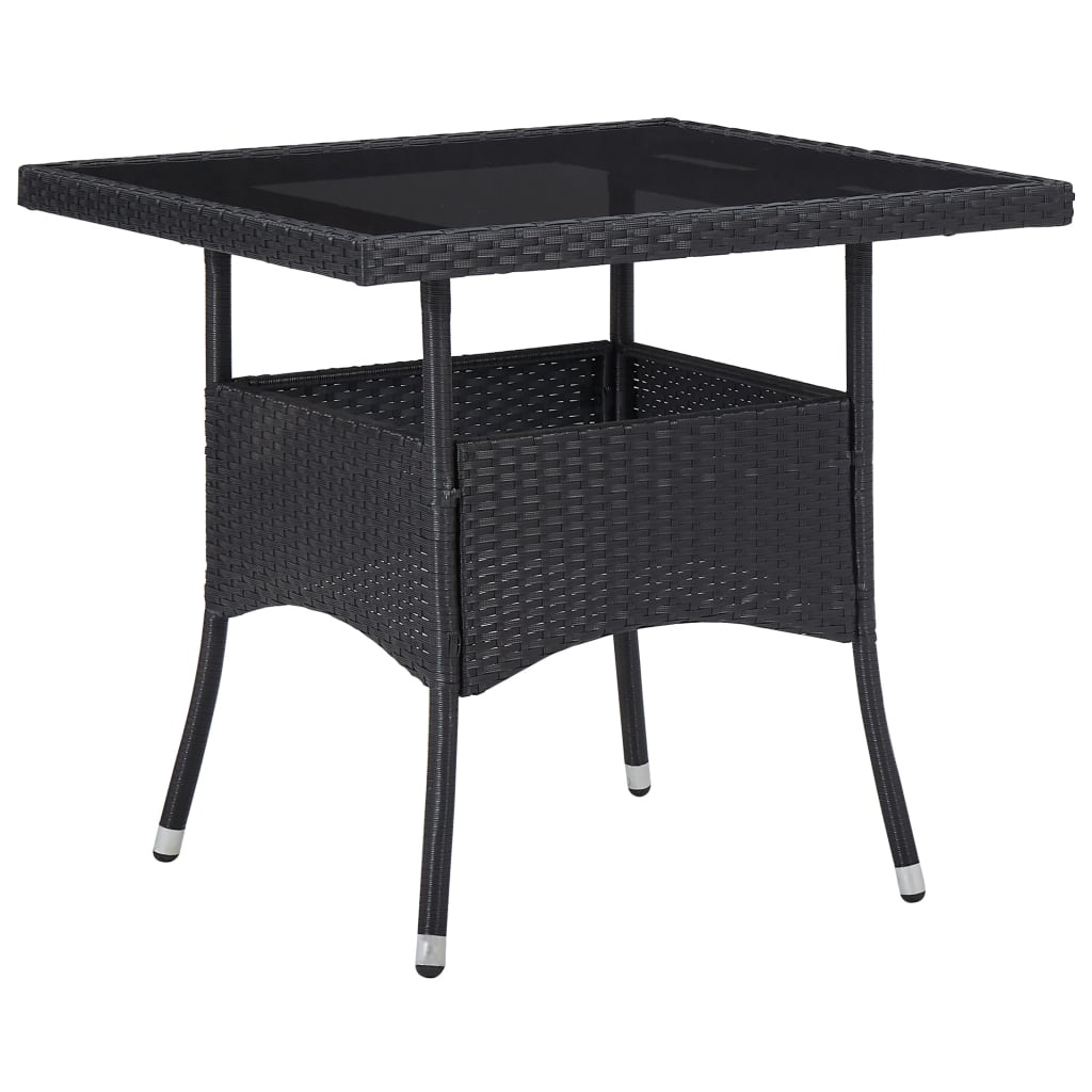 vidaXL Tuintafel poly rattan en glas zwart