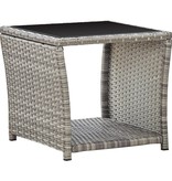 vidaXL Salontafel 45x45x40 cm poly rattan en glas grijs