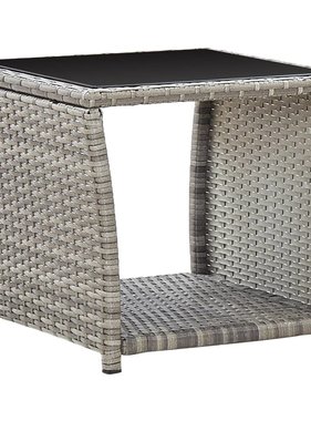 vidaXL Salontafel 45x45x40 cm poly rattan en glas grijs