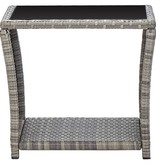 vidaXL Salontafel 45x45x40 cm poly rattan en glas grijs