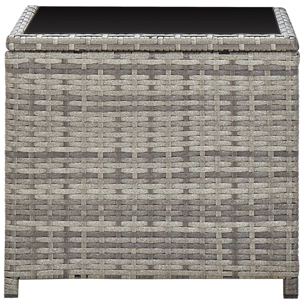 vidaXL Salontafel 45x45x40 cm poly rattan en glas grijs