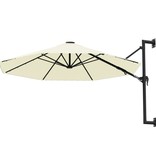 vidaXL Wandparasol met metalen paal 300 cm zandkleurig