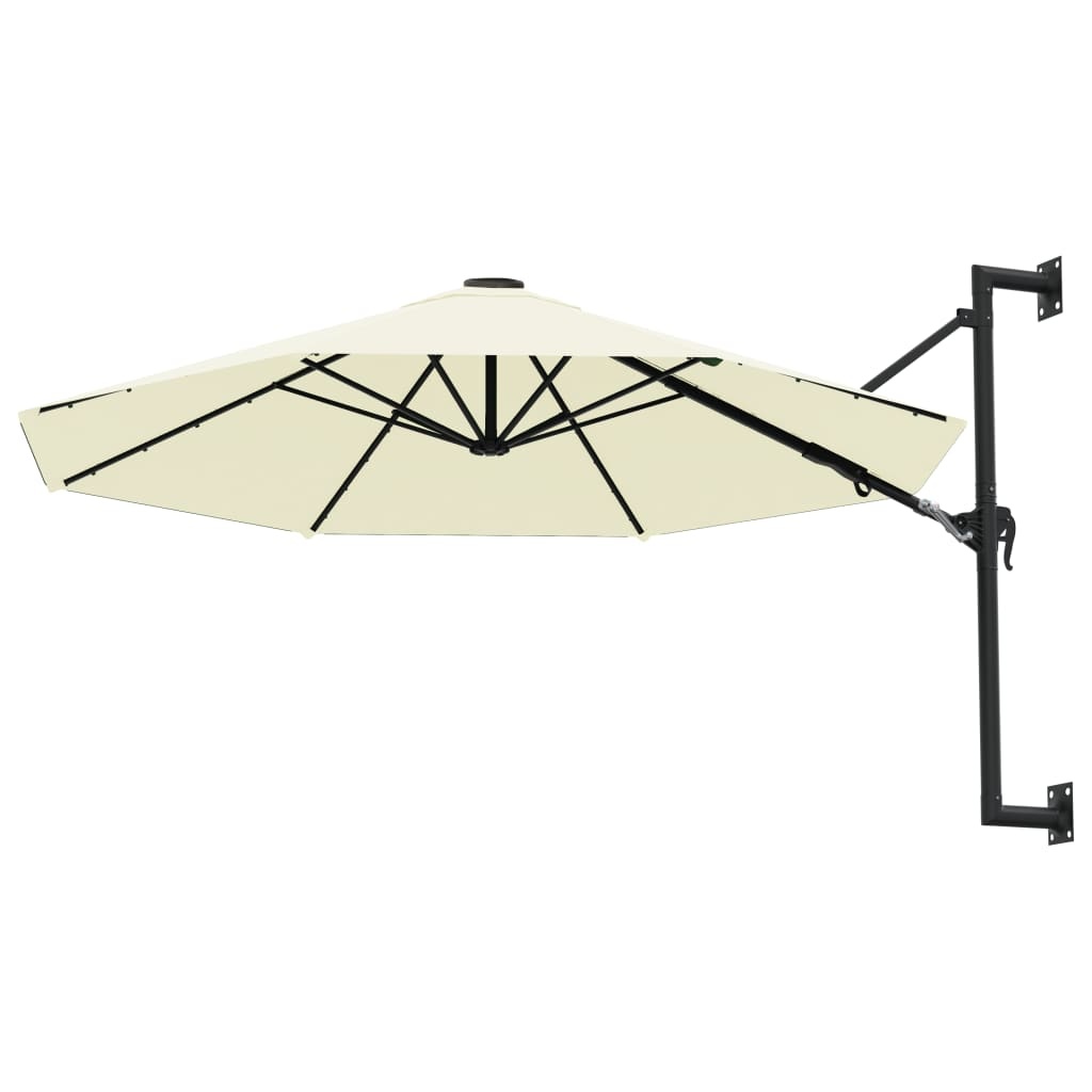 vidaXL Wandparasol met metalen paal 300 cm zandkleurig