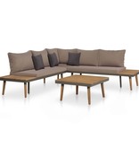 VidaXL 4-delige Loungeset met kussens massief acaciahout bruin